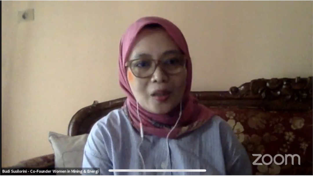 Co-Founder Women in Mining and Energy, Budi Susilorini, Rabu 15 Juli 2020. (Tangkapan layar)