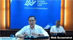 Kepala BPS Suhariyanto saat menggelar konferensi pers online, Selasa (15/9/2020). Foto: screenshot