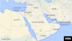 Map of Middle East area.