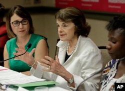 FILE - U.S. Sen. Dianne Feinstein, D-Calif., speaks at a gathering for Planned Parenthood in Sacramento, Calif., May 31, 2018.