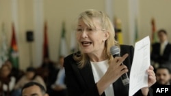 La fiscal exiliada de Venezuela, Luisa Ortega, en el Congreso de Colombia, en Bogotá, el 15 de agosto de 2018. 