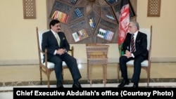 Afghanistan's Chief Executive Abdullah Abdullah hosted Pakistan's National Security Adviser Nasser Janjua in Kabul, March 17, 2018. 