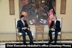 Afghanistan's Chief Executive Abdullah Abdullah hosted Pakistan's National Security Adviser Nasser Janjua in Kabul, March 17, 2018.