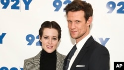 Actors Claire Foy, left, and Matt Smith attend a screening and discussion of season two of Netflix's, "The Crown", at 92Y in New York, Dec. 4, 2017.