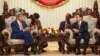 U.S. Secretary of State John Kerry, left, speaks with with Lao Prime Minister Thongsing Thammavong during their meeting at the Prime Minister's Office in Vientiane, Laos, Jan. 25, 2016. 