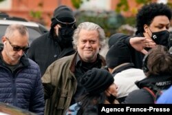 FILE - Former White House strategist Steve Bannon arrives at the FBI Washington Field Office, in Washington, Nov., 15, 2021.