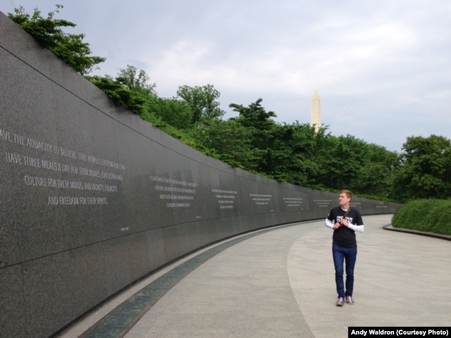 Mikah Meyer at the Martin Luther King, Jr. Memorial in DC, May 10, 2016.