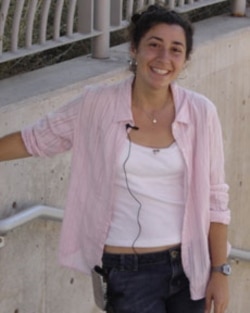 Stephanie Levitt, a former student of Matthias Mehl, wears an Electronically Activated Recorder, or EAR, like those in the study
