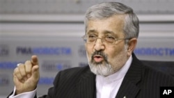 Iran's ambassador to the U.N.'s IAEA, Ali Asghar Soltanieh, speaks at a news conference in Moscow, Russia, January 20, 2011