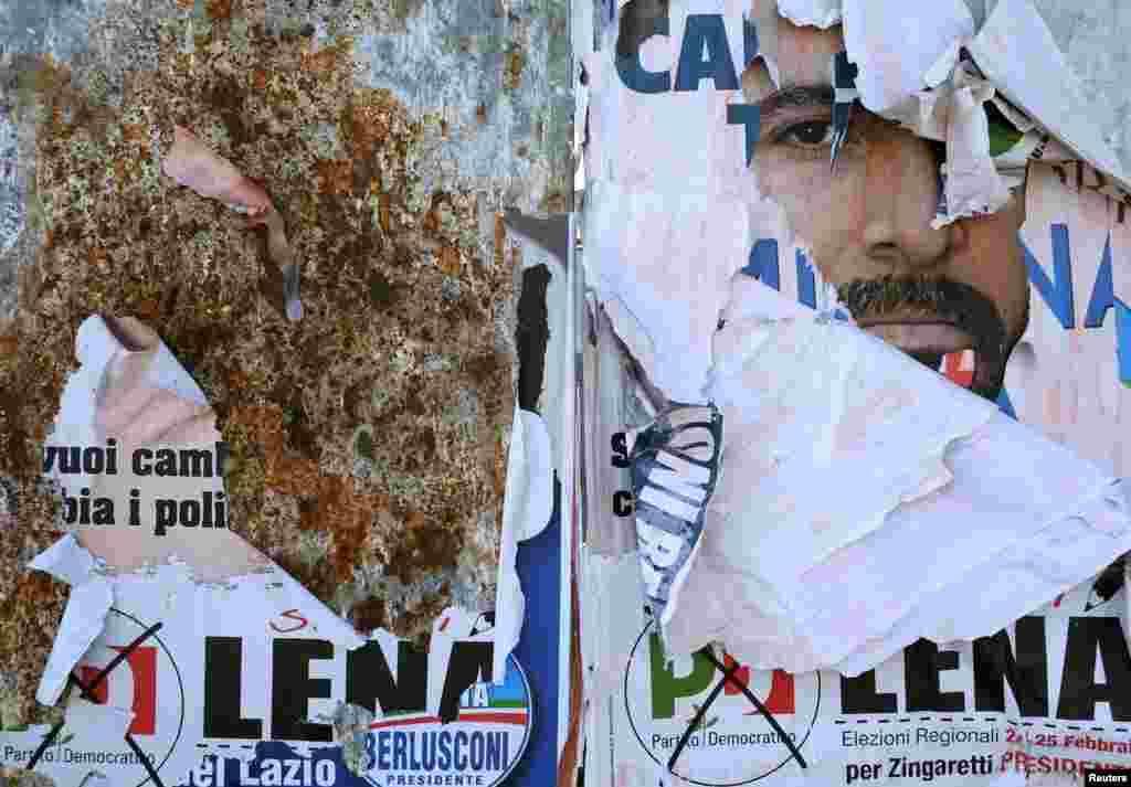 Electoral posters are seen in Rome, Italy. 