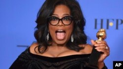 Oprah Winfrey lors des Golden Globes 2018, Beverly Hills, le 7 janvier 2018 