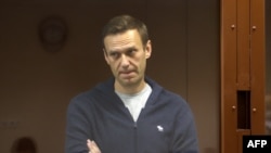 Олексій Навальний у суді на слуханні звинувачень про образу російського ветерана Другої Світової війни. 12 лютого 2021 р.