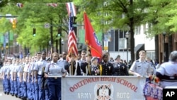 The Ooltewah High School Army ROTC at the 65th annual Armed Forces Day parade in Chattanooga, TN, May 2, 2014