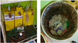 Contoh wadah limbah medis di salah satu fasilitas kesehatan di Sulawesi Barat. (Foto: Courtesy/Ombudsman)