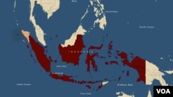 Lokasi terjadinya gempa bumi di Sumatera.