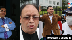 Cuatro de los candidatos presidenciales de partidos políticos en Nicaragua señalados de ser afines al presidente Daniel Ortega para legitimar el proceso electoral de noviembre de 2021. Fotos Houston Castillo, VOA.