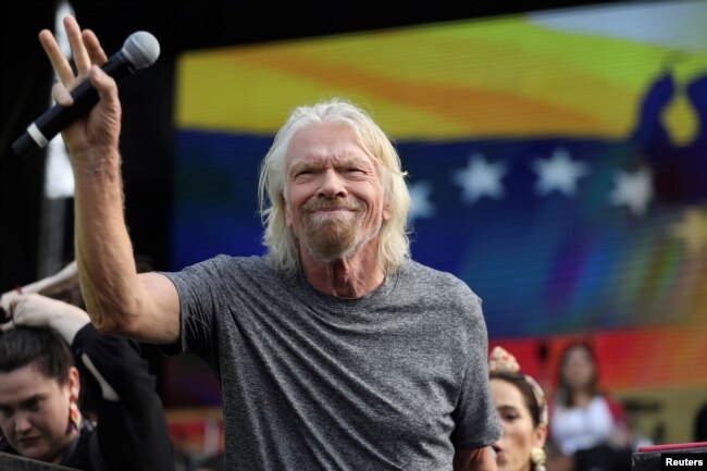 Sir Richard Branson attends the "Venezuela Aid Live" concert near the Tienditas cross-border bridge between Colombia and Venezuela, in Cucuta, Colombia, Feb. 22, 2019.