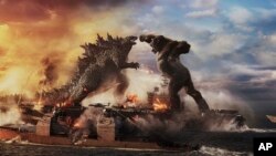 This image released by Warner Bros. Entertainment shows a scene from "Godzilla vs. Kong." (Warner Bros. Entertainment via AP)