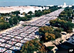 The AIDS Memorial Quilt was displayed in its entirety for the last time in 1996, Washington, DC
