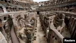 View of the underground rooms and passages in the Colosseum now open to visitors in Rome, Italy, June 24 2021. (REUTERS/Remo Casilli)