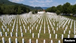 An aerial view of the Memorial Center in Potocari near Srebrenica, Bosnia and Herzegovina July 6, 2020. 