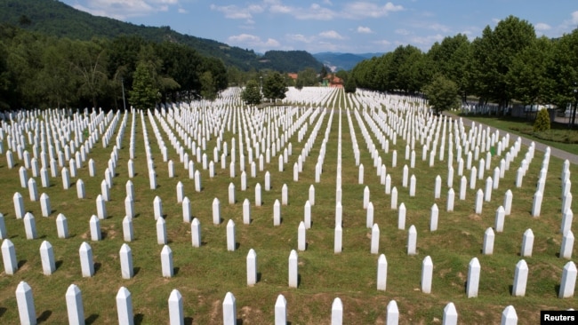 An aerial view of the Memorial Center in Potocari near Srebrenica, Bosnia and Herzegovina July 6, 2020.