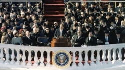 President John F. Kennedy gives his inaugural address at the Capitol building