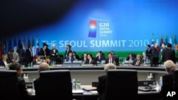 Scene at opening session of G20 Summit in South Korea, 11 Nov 2010