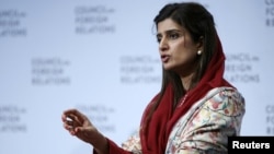Pakistan Minister for Foreign Affairs Hina Rabbani Khar addresses Council on Foreign Relations, New York, Jan. 16, 2013.
