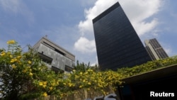 FILE - The headquarters of oil company Petrobras (L) is pictured next to the headquarters of Brazilian Development Bank (BNDES) in Rio de Janeiro, March 20, 2015. 