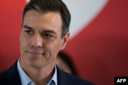 Spanish prime minister and candidate for prime minister for the Spanish Socialist Party (PSOE) Pedro Sanchez delivers a speech during a campaign rally in Granada on Apr. 25, 2019 ahead of Apr. 28 general election.