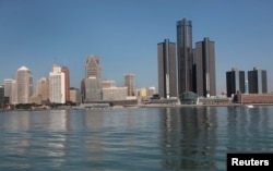 The city of Detroit's, Michigan, skyline is seen along the Detroit river from Windsor, Ontario, Sept. 28, 2013.