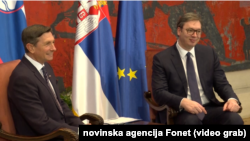 Predsednik Slovenije Borut Pahor i predsednik Srbije Aleksandar Vučić, Foto: Video grab