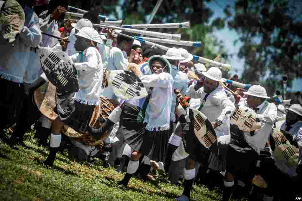 Faithfuls take part in a cleansing ceremony in Kwamashu township north of Durban, South Africa.