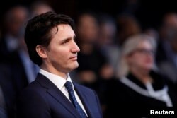 Canada's Prime Minister Justin Trudeau attends an official ceremony marking the appointment of Richard Wagner as Chief Justice of the Supreme Court of Canada in Ottawa, Ontario, Canada, Feb. 5, 2018.