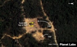 រូបថតពីលំហអាកាសដោយ Planet Labs ថតកាលពីថ្ងៃទី ៥ ខែកុម្ភៈ ឆ្នាំ២០២១ បង្ហាញសកម្មភាពកាប់ឈើខុសច្បាប់នៅតំបន់ព្រៃឡង់នៃប្រទេសកម្ពុជា។ (រូបថតដោយ Planet Labs, Inc.)