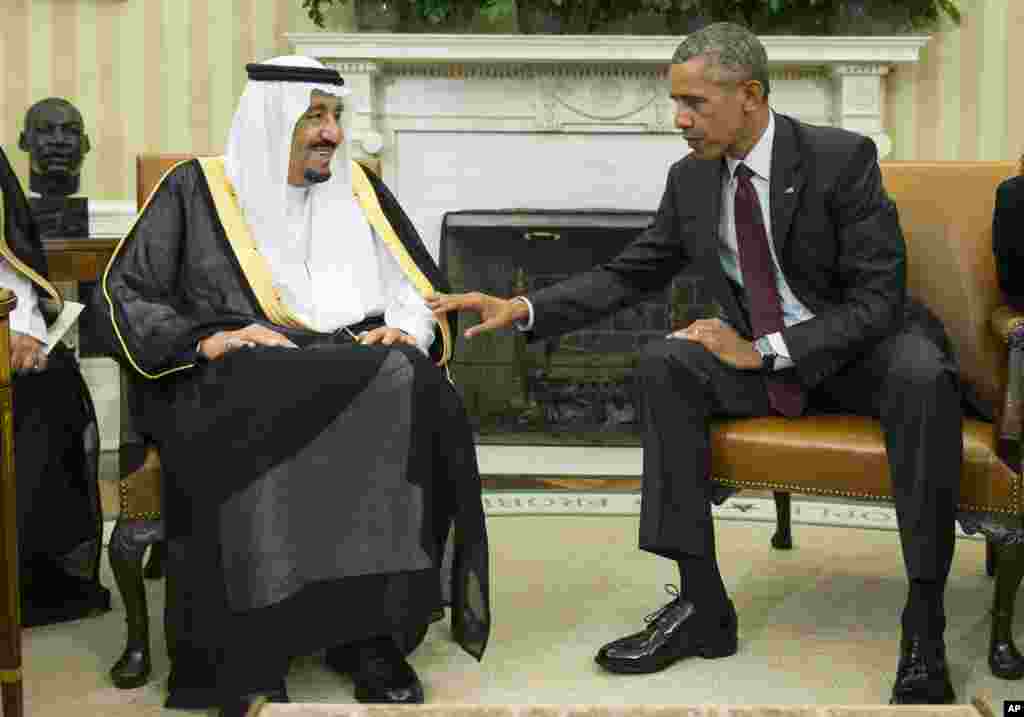 President Barack Obama&#39;s meeting with King Salman of Saudi Arabia&nbsp;takes place as Saudi Arabia seeks assurances from the U.S. that the Iran nuclear deal comes with the necessary resources to help check Iran&rsquo;s regional ambitions,&nbsp;Oval Office of the White House, Sept. 4, 2015.