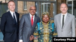 Richard Horton, Editor, The Lancet; UNAIDS Executive Director Michel Sidibé; Nkosazana Dlamini Zuma, Chairperson, African Union Commission; and Peter Piot, Director, London School of Hygiene and Tropical Medicine. London, United Kingdom, June 25, 2015. They took part in launch of UNAIDS / Lancet Commission report. Credit: UNAIDS/RowanGeorgeFarrell