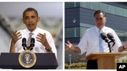 Presiden Obama dan kandidat Presiden partai Republik, Mitt Romney saling mengejek mengenai prestasi ekonomi lawan mereka dalam iklan politik di televisi (foto: dok).