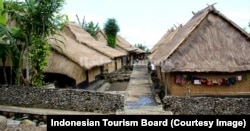 A village with traditional wooden houses in Limbungan Village, East Lombok.