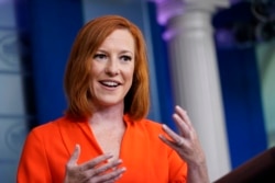 Sekretaris pers Gedung Putih Jen Psaki di Gedung Putih, Washington, D.C., Senin, 21 Juni 2021. (AP Photo/Susan Walsh)