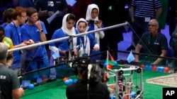 The Afghan all-girls team competes in the FIRST Global Challenge in Washington, July 17, 2017. 