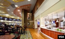 Inside a campus dining hall, where most undergraduate students eat their meals.