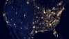 This composite image made available by NASA and assembled by data acquired from the Suomi NPP satellite in April and October 2012 uses the satellite’s Visible Infrared Imaging Radiometer Suite (VIIRS), to show the U.S's lights at night.