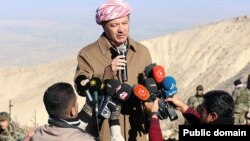 Masoud Barzani, conférence de presse, Mont Sinjar, Irak, le 21 décembre 2014.