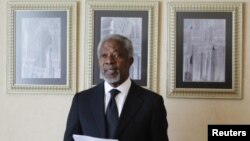 Kofi Annan, katibu mkuu wa zamani wa Umoja wa Mataifa na mjumbe maalumu katika kusuluhisha mzozo wa kisiasa nchini Syria, Machi 11, 2012