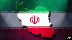 이란 국기와 지도.