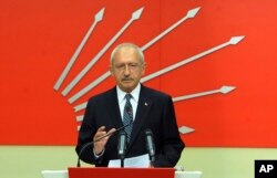 Turkey's main opposition Republican People's Party leader Kemal Kilicdaroglu speaks to the media in Ankara, Turkey, April 16, 2017.