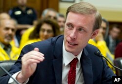 Former State Department Director of Policy Planning Jake Sullivan speaks during a hearing on Iran before the House Foreign Affairs Committee at Capitol Hill in Washington, Oct. 11, 2017.