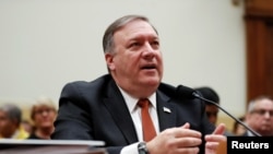 U.S. Secretary of State Mike Pompeo testifies at a hearing of the U.S. House Foreign Affairs Committee on Capitol Hill, May 23, 2018.